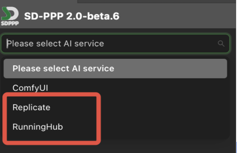 Select RunningHUB as AI service provider